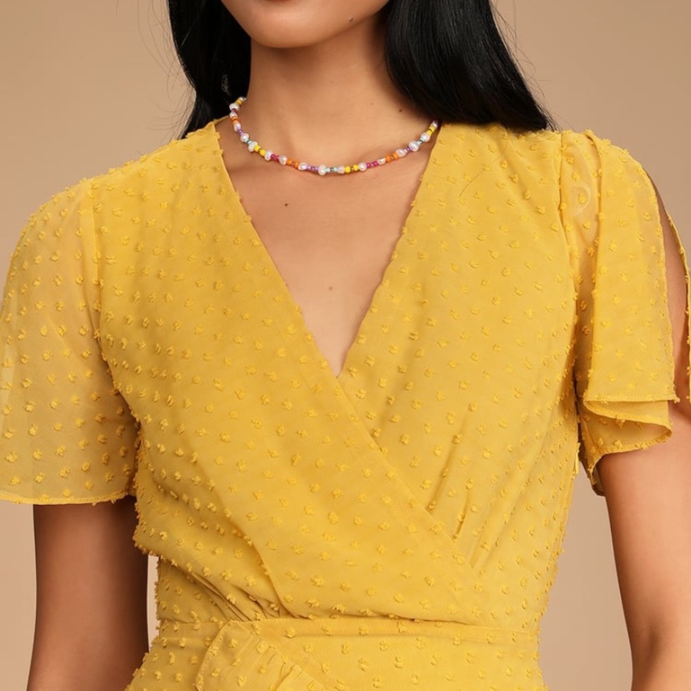 Lulu's Yellow Ruffle Midi Dress - Picture 3 of 10